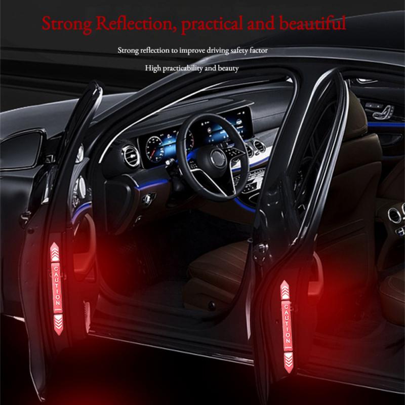 

4pcs/lot Car Reflective Sticker Eye-catching Paste Type Anti-collision Door Opening Safety Warning Reflective Film Strip золотой