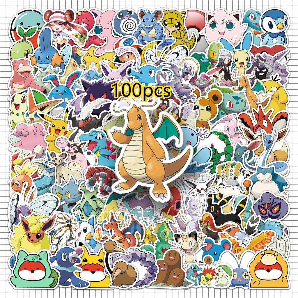 50/100pcs Cute And Charming Anime Pokemon Psyduck Stickers Adorable Cartoon Graffiti Decal DIY Phone Water Bottle Laptop Sticker designed for