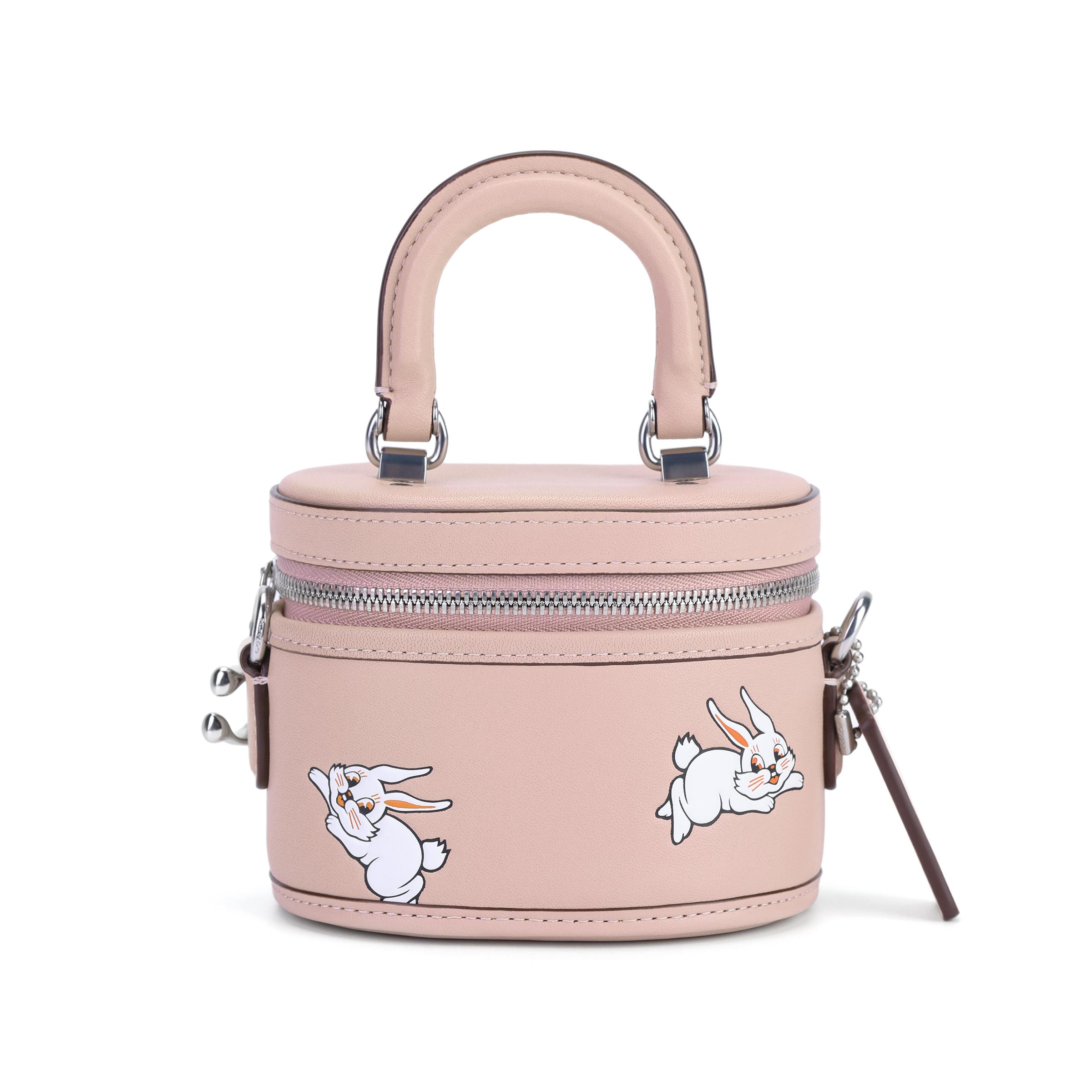 

New COACH Baymax Rabbit, Collaboration Trail Cow Leather Box Bag, Shoulder Bag, Crossbody Bag, Handbag Mini Women s Pink CN596-LHVVR 11.4*7.6*8.9CM