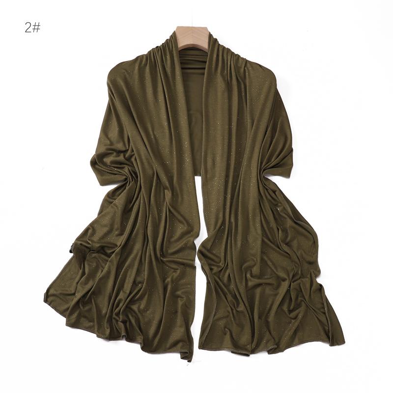 Modal Gold Sprinkles Hijab Wrap Solid Women Soft Long Scarf Shawls Femme Elastic Mercerized Cotton Jersey Lady Headband Muslim