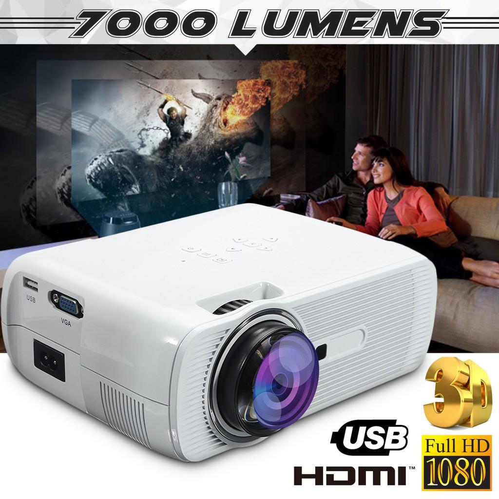 Mini 2500 Lumens LED Projector Cinema Theater 3D Home 1080P FHD HDMI USB AV/VGA Portable Multimedia