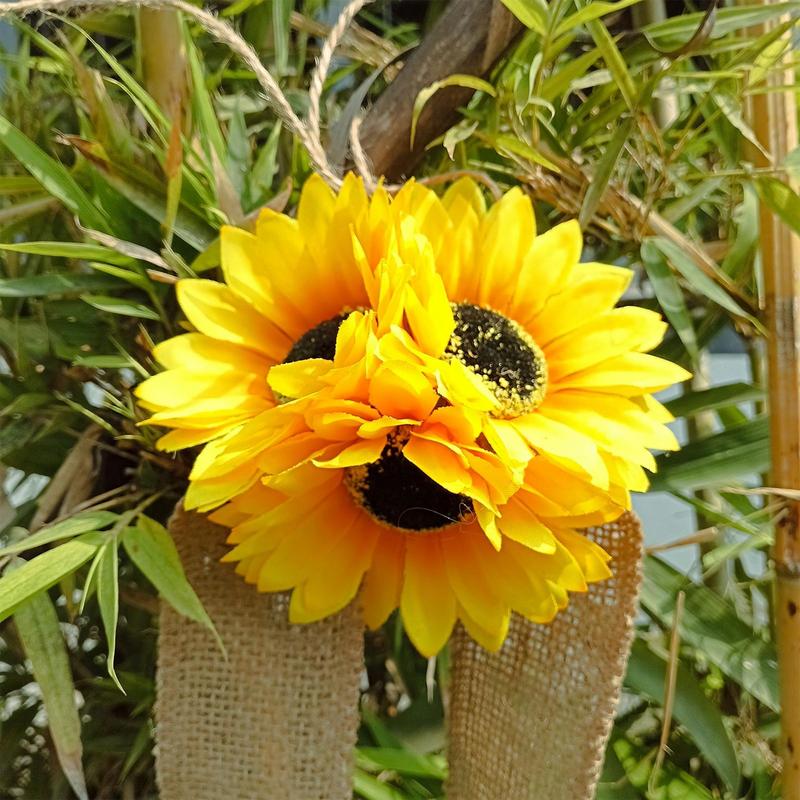 Floral Garlands For Decor Sunflower Fake Garland Rustic Realistic Flower Ribbon Decoration For Indoor Outdoor Wall Table Fence