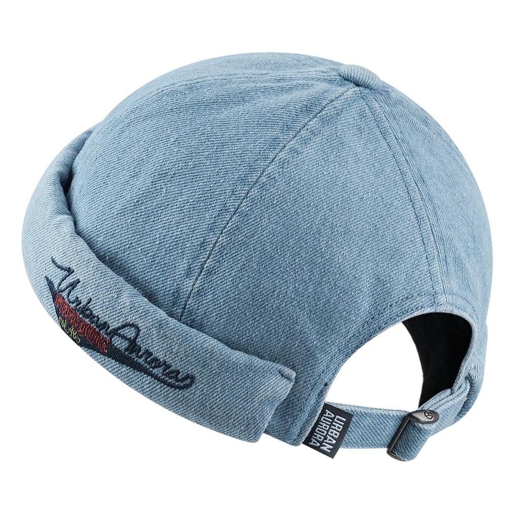 Clape Brimless Roll Hip Hop Cap for Men and Casual Solid Denim Adjustable Cotton Cycling Fisherman's Cap, Cap, Women, Fashion, Embroidered, Color,