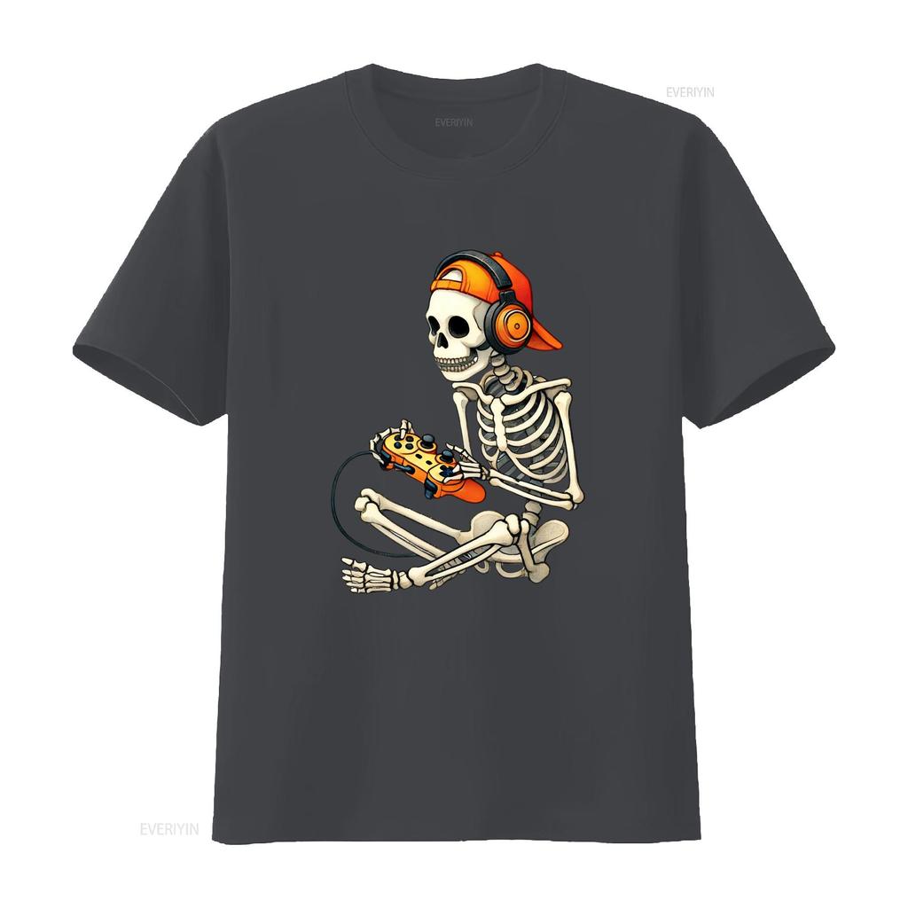 Halloween Skeleton Gamer Video Gaming Boys Unisex Kids T Shirt Vintage Soft Versatile Fashion Homme Breathable Stretched
