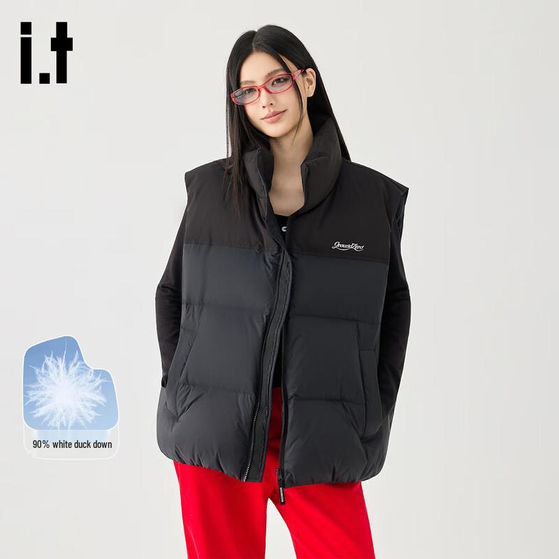 GROUND ZERO Unisex Letter Embroidered 90% Down Vest