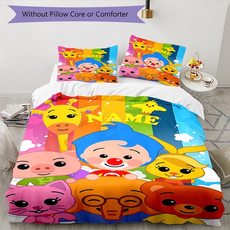 Set de lenjerie de pat Plim Plim cu Nume Personalizat 3 buc. Închidere cu fermoar pentru husa pilotei Include 1 husă de pilotă și 2 fețe de pernă, Moale și Confortabil pentru Toate Anotimpurile.
