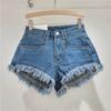 Denim Shorts Women's Jeans High Waisted Tassel Design A Line Wide Leg Pants Booty Shorts