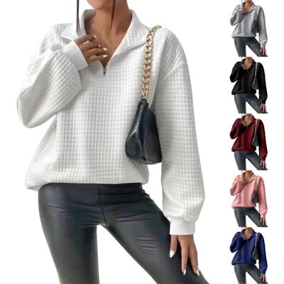 Dámská móda ležérní mikina se stojáčkem na zip s dlouhým rukávem