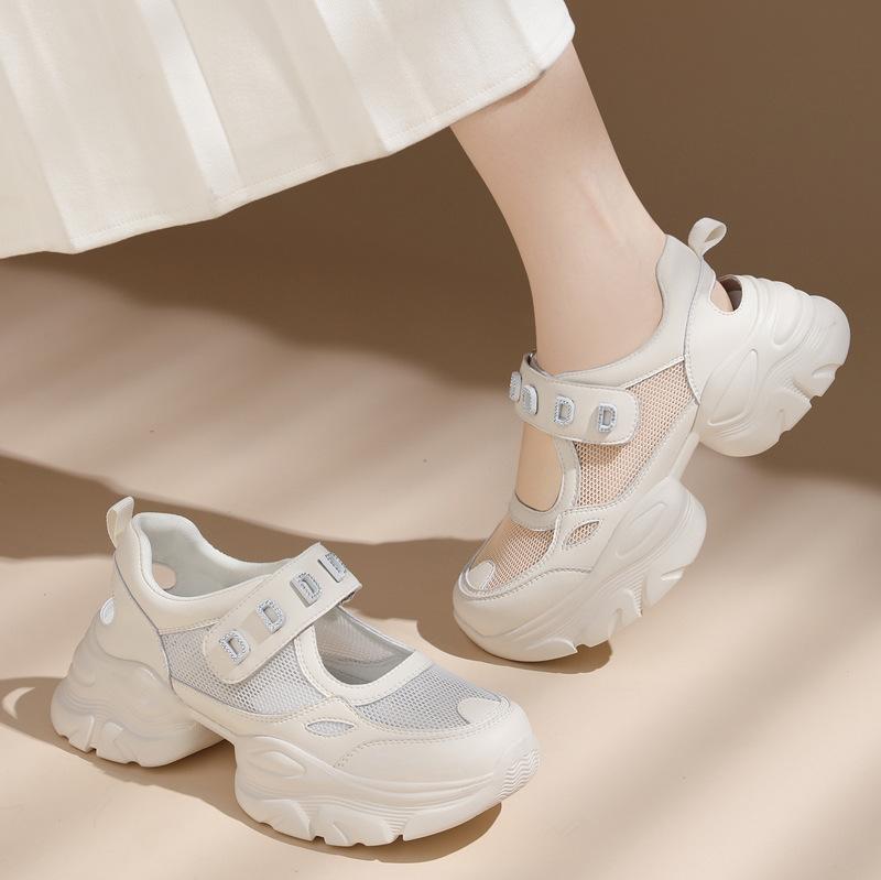 Ladies' Summer New Slope Heel Platform Casual Fashion Mesh Sports Dad Shoes Breathable Women's Sandals
