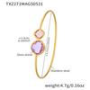 Ferris Wheel Unique Stainless Steel Bracelet for Women Luxury Square Czech Glass Gold Plated Cuff Open Bangle Charm Zircon