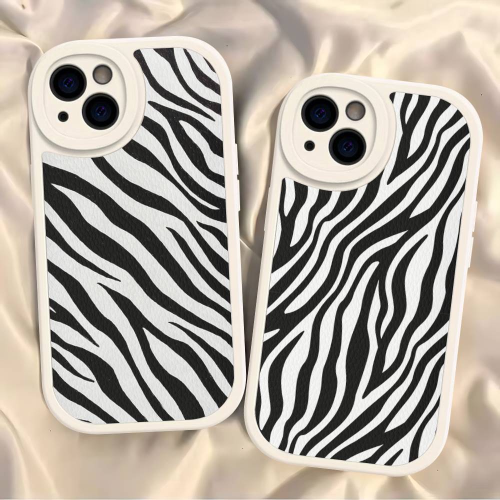 Zebra Print Clip Art For IPhone 16 15 14 13 12 11 Pro Max Plus Leather Phone Cover