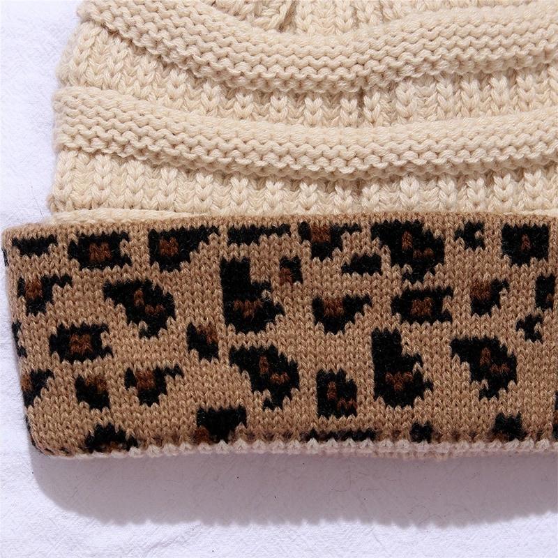 Beanie Hat For Women Men Winter Hat Knitted Autumn Leopard Hat Outdoor Crochet Warm Bonnet Cap Female Hats For Girl Hat