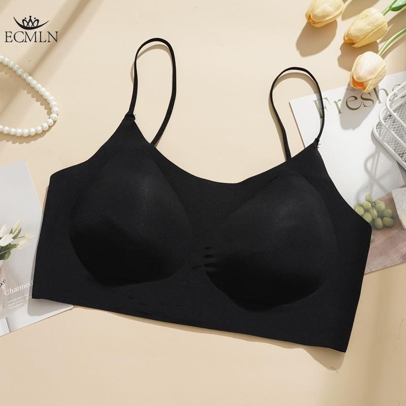 Женские регулируемые бюстгальтеры-бралетты на завязках, беспроводные, бесшовные, тонкие, на бретелях-спагетти, бюстгальтер-майка M чёрный