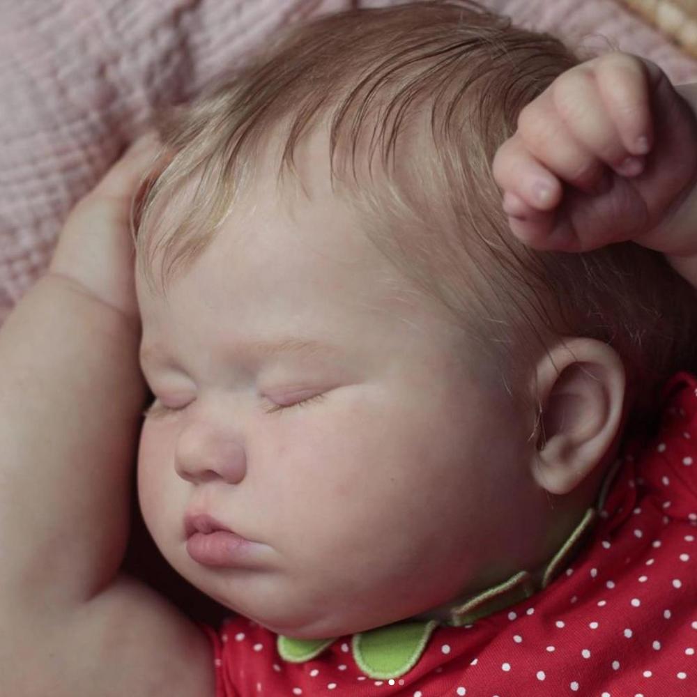 BZDOLL Reborn Schlafendes Baby 3D Haut Weiches Vinyl 60 CM 24 Zoll Dicke Puppe Spielzeug für Mädchen mit Vaskulärer Vene Stoffkörper Wie Echte Kunst Bebe