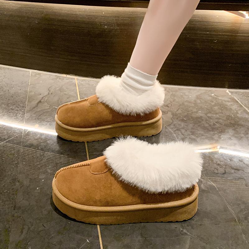Women's Large Size Soft Sole Cold Resistant Winter Warm Anti-slip Fur One Snow Boots Padded Lined Ankle Boots Anti-slip Sports Cotton Boots
