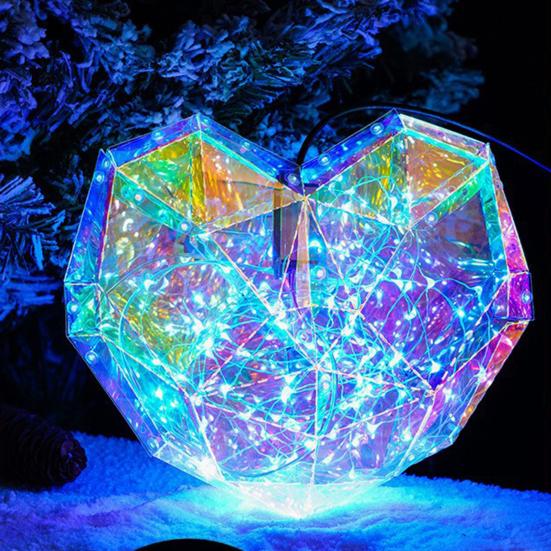 Love Heart Night Light Prismatic Iridescent 3D Heart Shape LED Light Bedroom Atmosphere Lamp Gifts for Lovers Friends