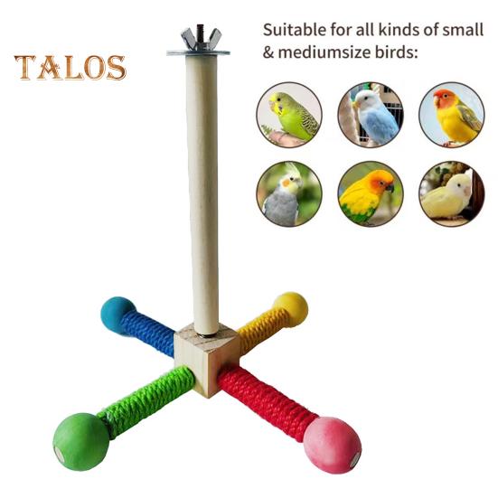 Spinning Birds Stand Perch Toy 360 Degree Rotation Wooden Exercise Wheel Parrot Perch Cage Accessories for Parakeets Budgies Lovebirds Finch Conure