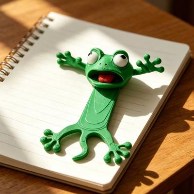 Marcador de Página Sapo de Desenho Animado 3D Animal Maluco Marcador de Página Sapo Esmagado Engraçado Fofo Ornamento para Estudantes Meninos Meninas Amantes de Livros
