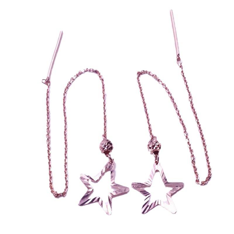 Exquisite Purple Gold Russian Shining Star Earrings Women'S Simple Temperament Korean Version Rose Gold Plated Earrings Jewelry