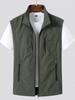 Herr Ärmlös Avslappnad Fiskeväst med Stand Collar