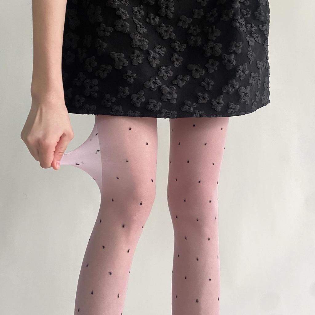 2024 Spring/Summer Core-Spun Jacquard Stockings: Ultra-Thin Slimming Socks with Polka Dots & Hearts