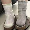 Ballet Style Stacked Socks Mid-Leg Socks Pure Cotton Summer Thin Hollow Mesh Lace Stockings With Small Sandals