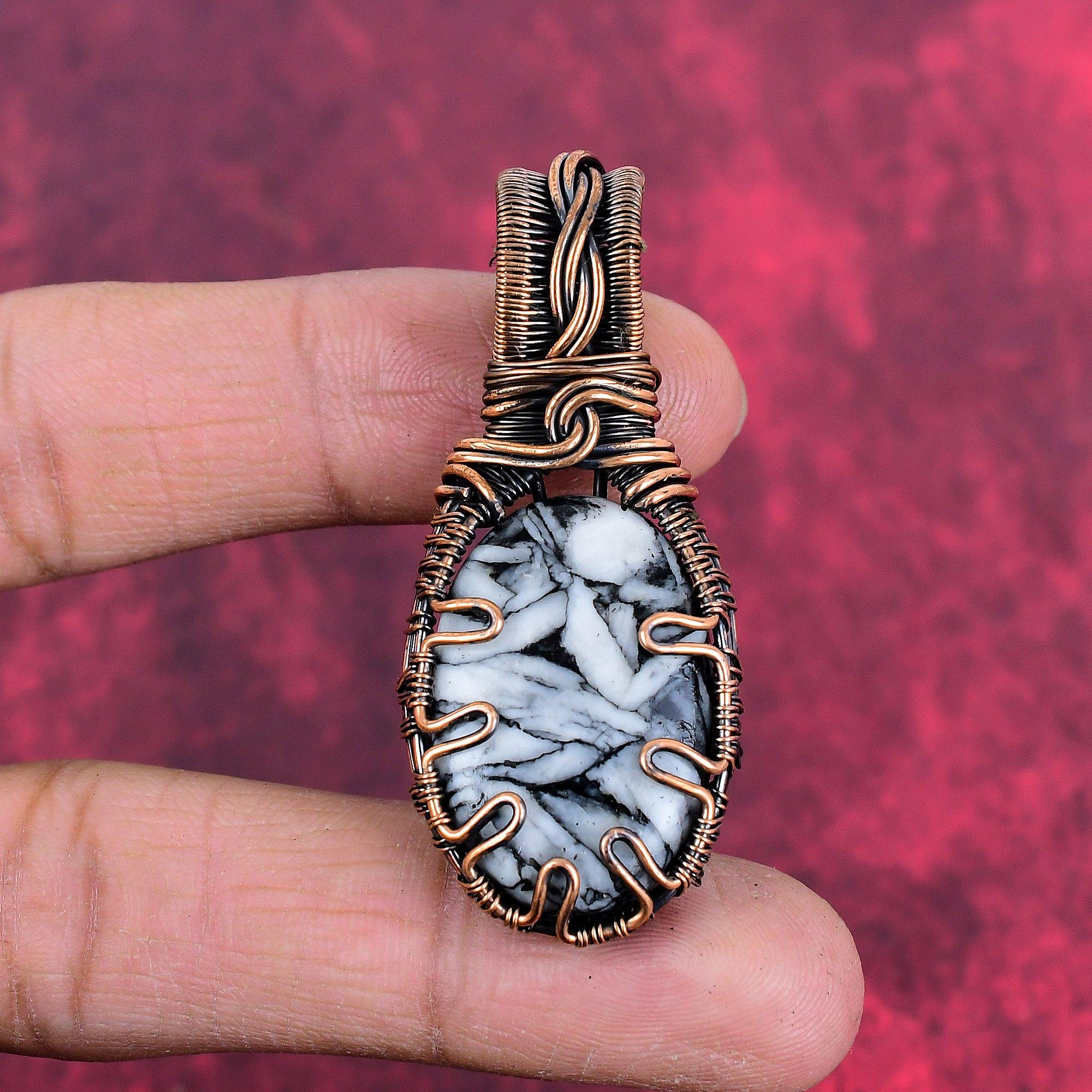 Pinolith jasper pendant copper wire wrapped pendant handmade copper jewelry very pretty gemstone pendant wire wrap jewelry anniversary gifts