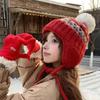 Fair Island wind wool hat women's autumn and winter retro versatile big head circumference warm knitted hat showing face small ear protection hat