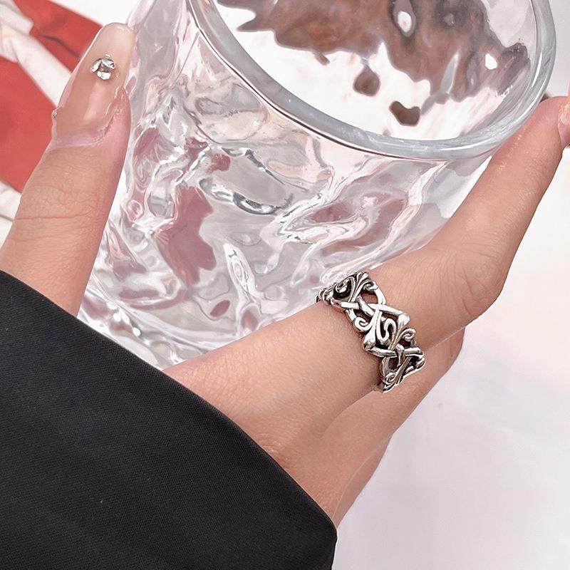 Inel la modă cu floare în cruce pentru bărbați și femei, inel de deschidere personalizat pentru cuplu în stil retro european și american