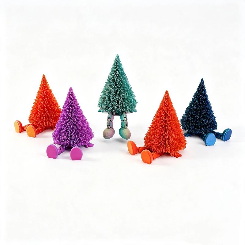 3D Printed Xmas Tree Figurine Movable Joints Eco Friendly Multi Colors for Christmas Party Table Decor Creative Holiday Gift