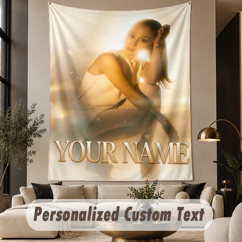 Custom Text Printed Tapestry Ariana Grande Pattern Large Wall Hanging Indoor Room Decor