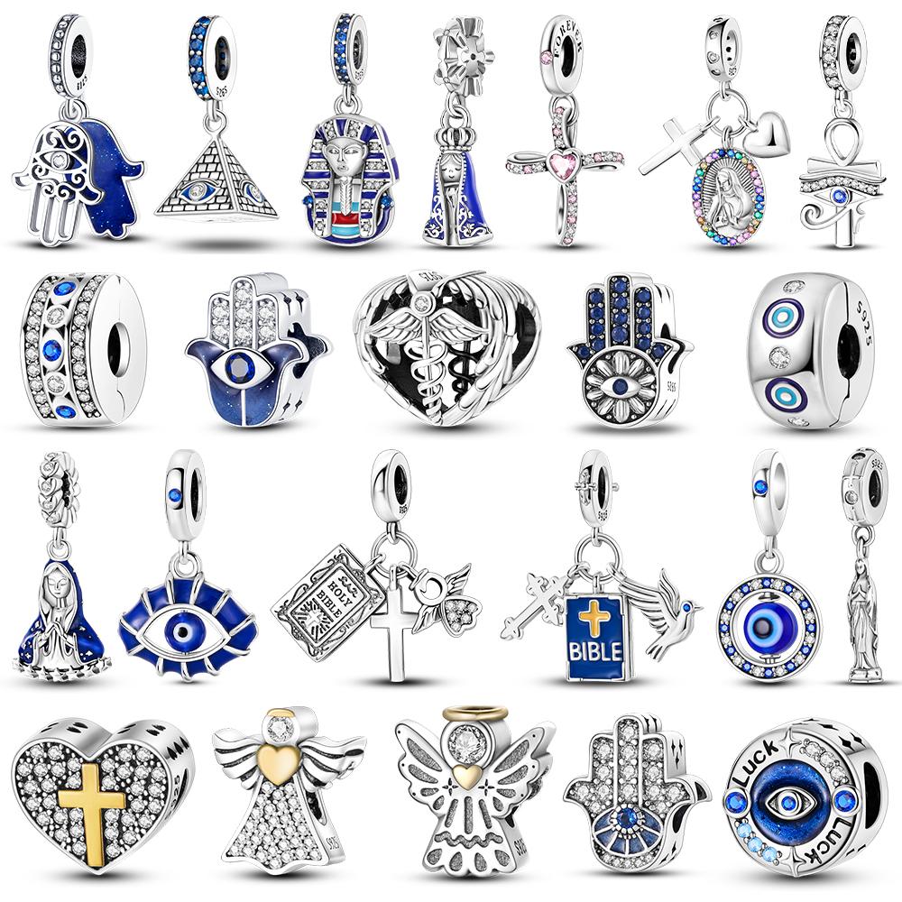 Copper Charms Spinning Eye Cross The Virgin Mary Beads Fit Original Bracelet For Women Jewelry Making