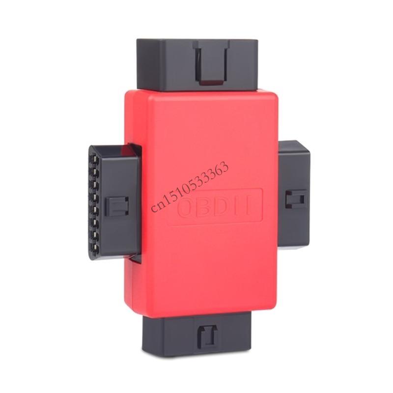 

090E Obd2 16 Pin Extension Universal Extension Connector For ELM327 Male to 3 Female червоний