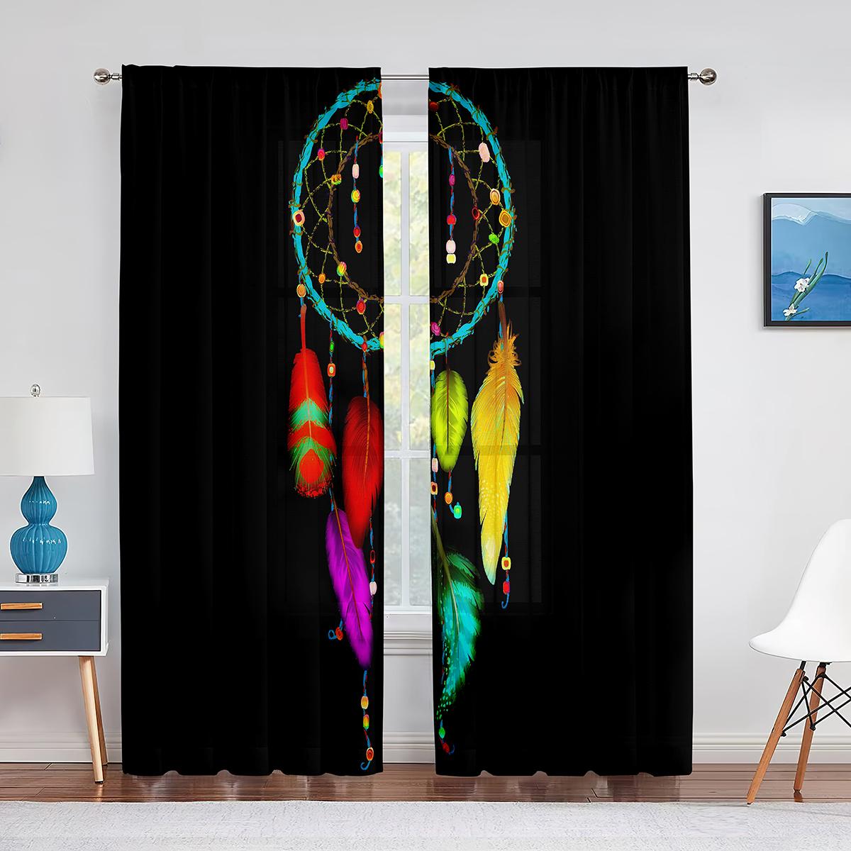 Ловец снов Перо Фиолетовый Прозрачный Вуаль Шторы для Гостиной Домашний Декор Кухни — фото 10