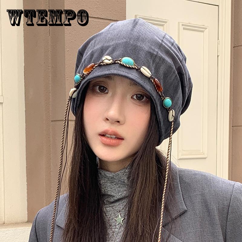 American Tie-dye Beaded Stacking Hat Autumn and Winter New Hat Women's Hat Windproof Hat