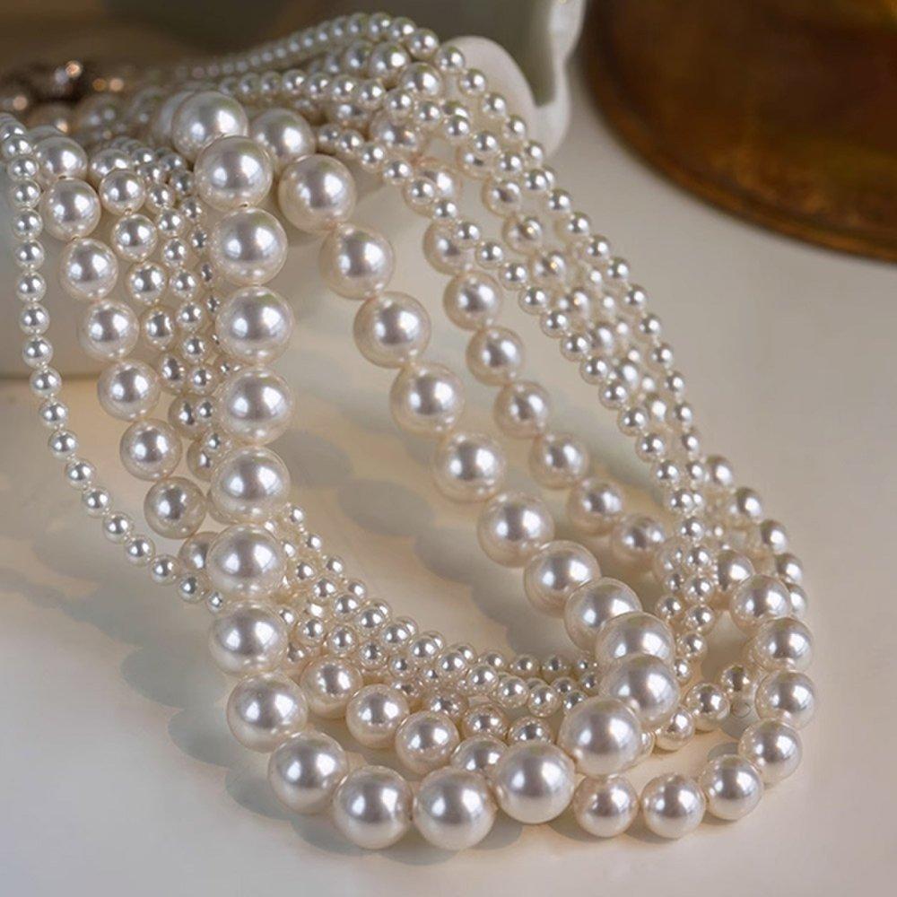 Lucyra Two-Line Silver 925 Pearl Necklace