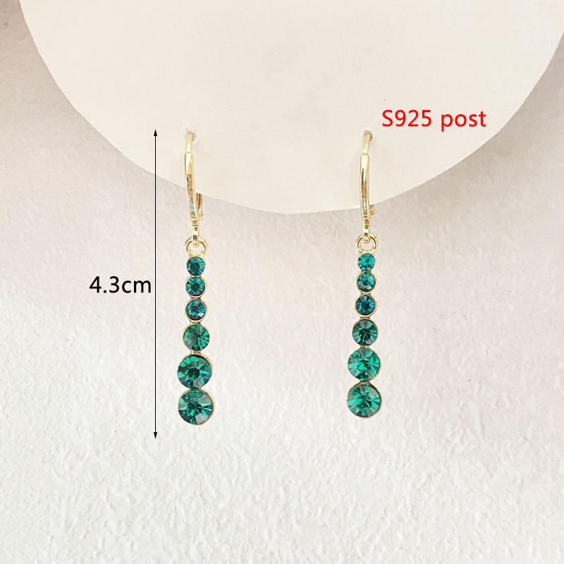 

Green Color Crystal Dangle Earrings for Women Flower Pendants Imitation Zircon Earrings Metal Leaves pendientes Party Gift