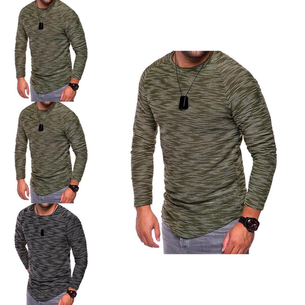Mens Long Sleeve Oneck Tshirt With Unique Pattern And Comfortable Fit In Multiple Colors