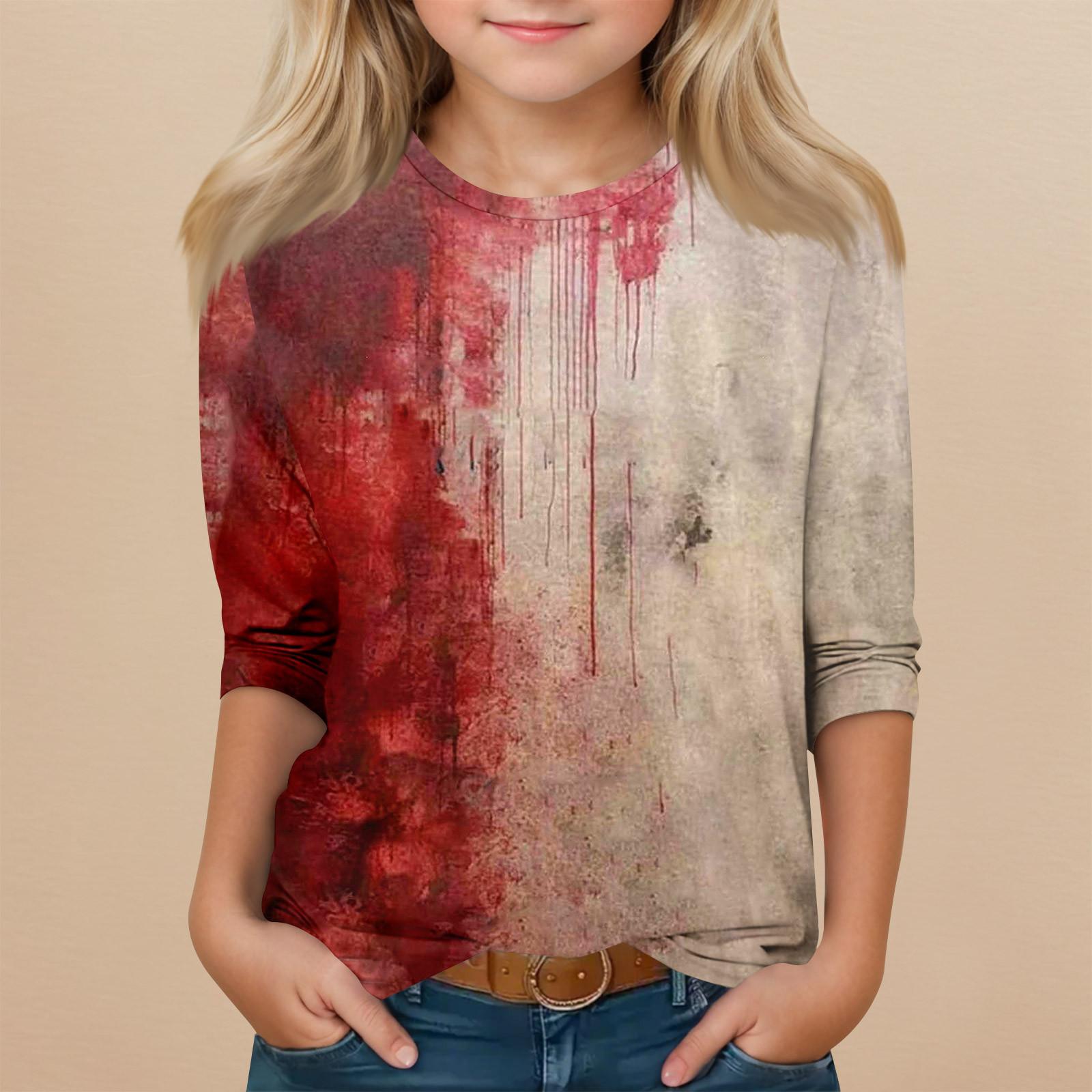 

Детский топ с рукавом 3/4 и круглым вырезом, с принтом на Хэллоуин, повседневный 150