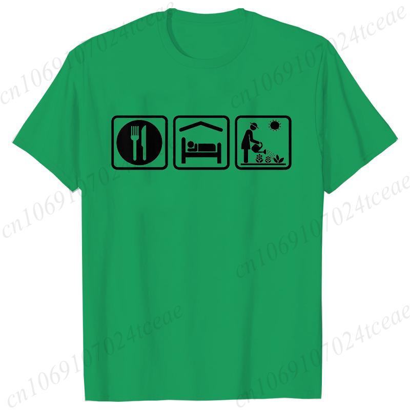 Watering Plants Depicting Garden Care Funny T-Shirt for Women Garden Graphic Casual Tops Funny Short Sleeve Tee Female Clothing