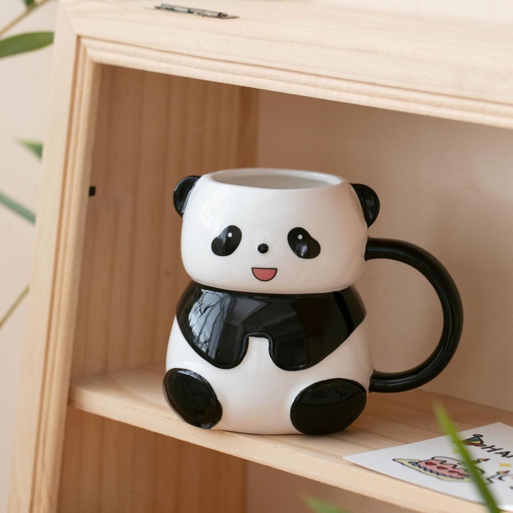 Hand Drawn Three Dimensional Panda Breakfast Ceramic Cup Cute Pet Cartoon High Value Mug Creative Student Children Drinking Water Cup