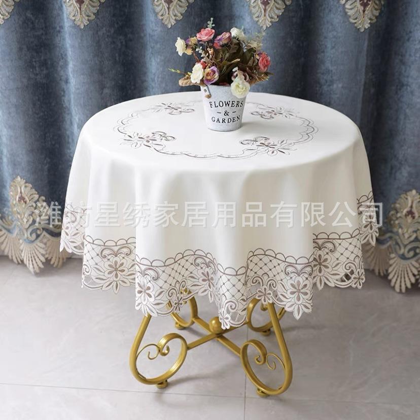 Nordic Round Table Cloth Home Restaurant Small Fresh Embroidery Cloth Round Tablecloth