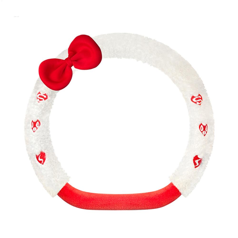 Bow Steering Wheel Cover Plush Bow Winter Automotive Interior Decoration Soft Plush Car Steering Wheel Protective Cover For