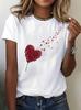 Camiseta para Mujer con Estampado de Corazones para el Día de la Madre, Camiseta Casual de Manga Corta con Cuello Redondo