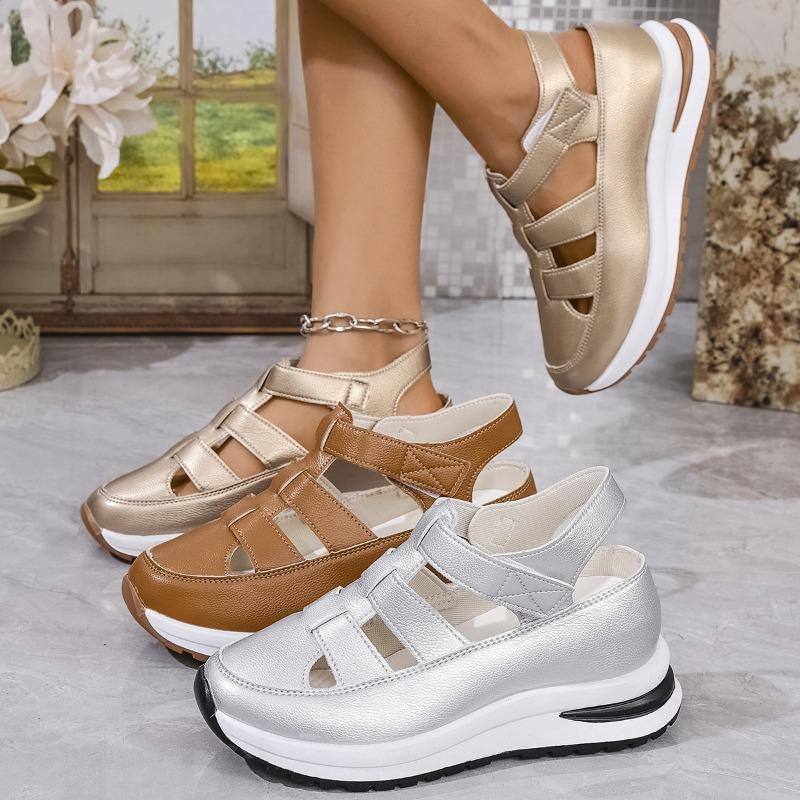 Women’s Hollow-Out Platform Summer Sandals, Lightweight Casual Plus Size Slides