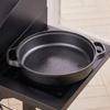 Lilang 33cm Deep Cast Iron Frying Pan with Wood Lid