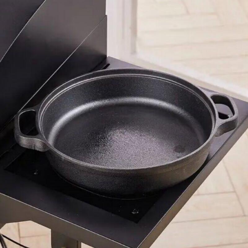 Lilang 33cm Deep Cast Iron Frying Pan with Wood Lid