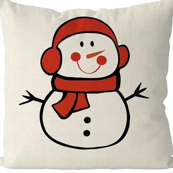 Christmas Pillowcase Linen Print Elk Snowman Home Decoration Sofa Cushion Cover