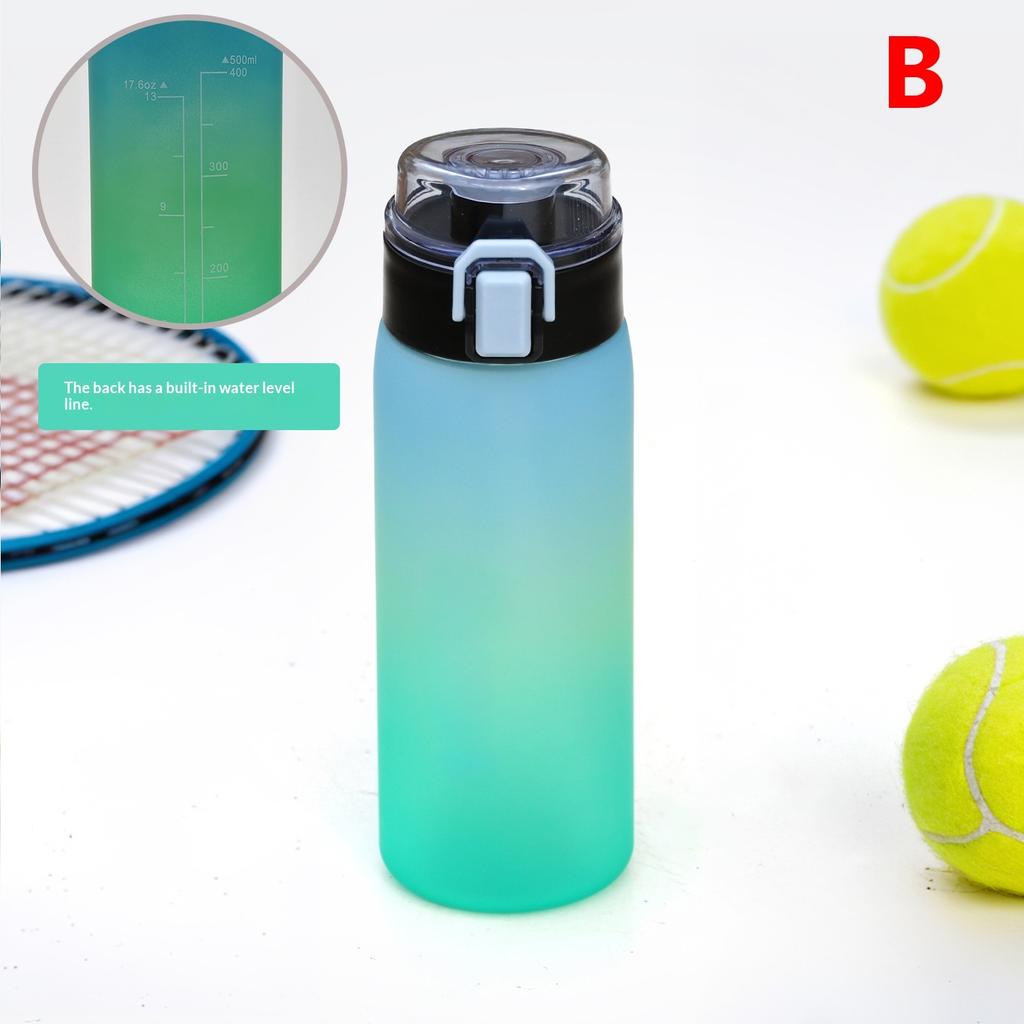 500Ml Large Capacity Sports Water Bottle Gradient Color Plastic Cup Drink Items Outdoor Beach Travel Portable Gym Fitness Jugs