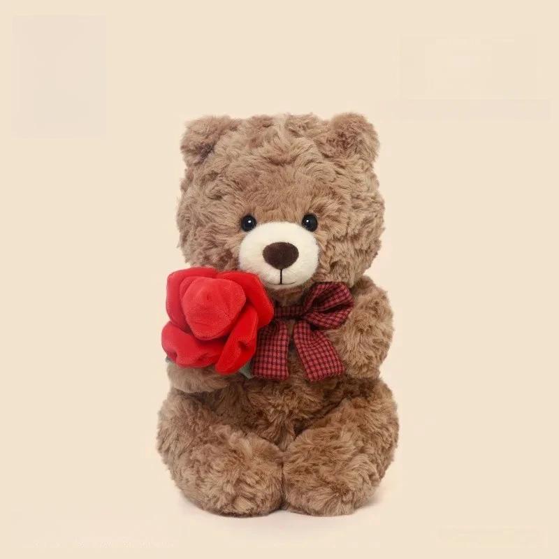 Rose Bear Plush Hug Pillow Perfect Party Favor for Kids Birthday Cute Bouquet Doll Valentine Day Children Day Plush Gifts